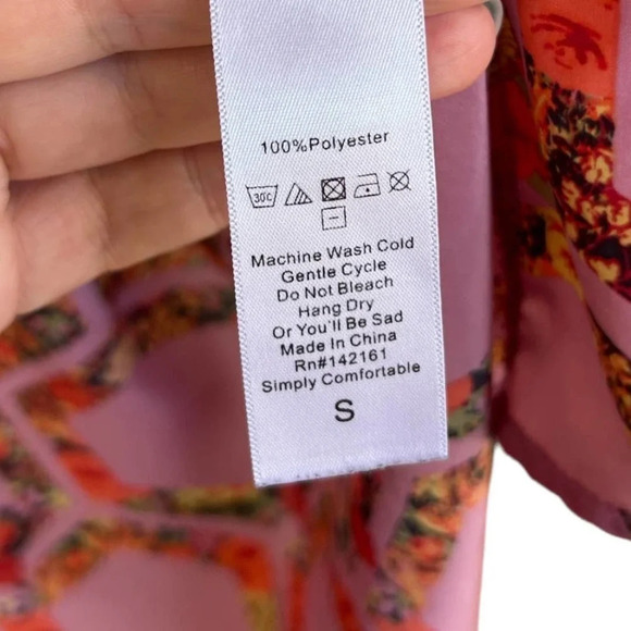 LulaRoe Pink Floral Geometric Kimono Duster Size Small Duster Swimsuit Coverup - Picture 5 of 7